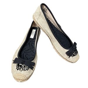 SIMPLY VERA VERA WANG “Madey” Bronze Shimmer Black Jewel Ballet Flat Espadrille